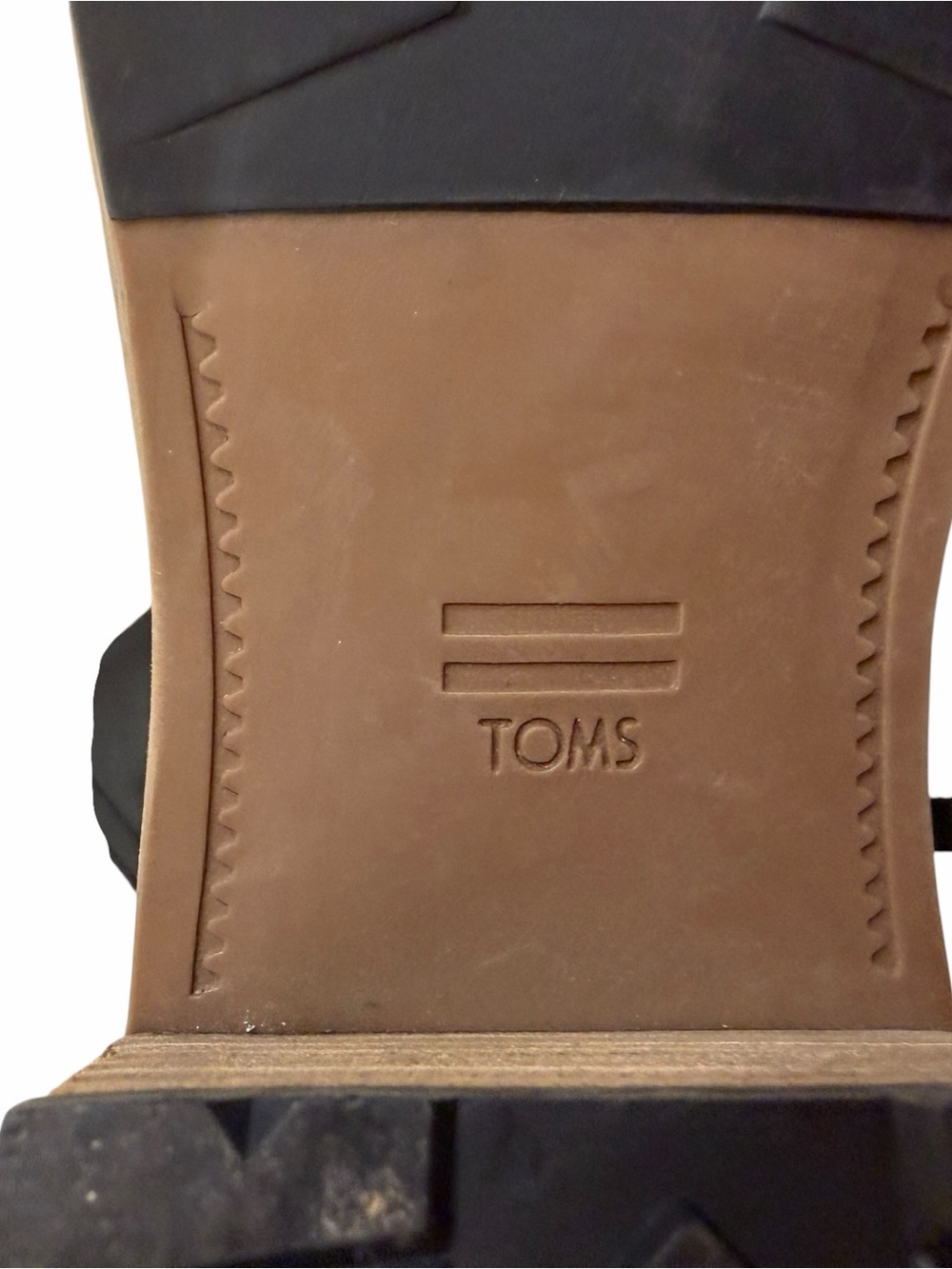 Toms Black Leather Ankle Boots with Tan Sole - Picture 4 of 5